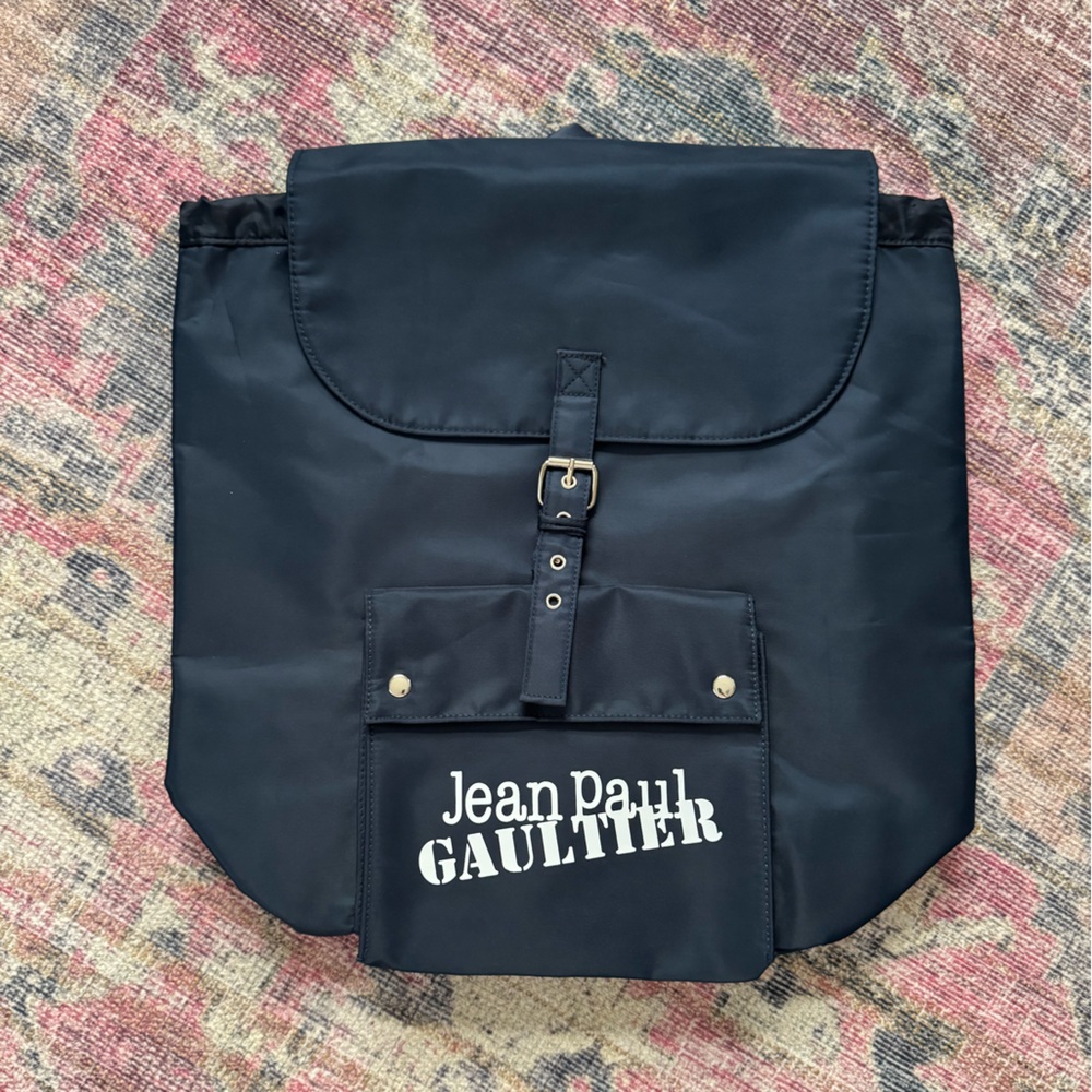 NWOT! Jean Paul Gaultier Navy Blue Nylon Weekend Bag with Logo Flap